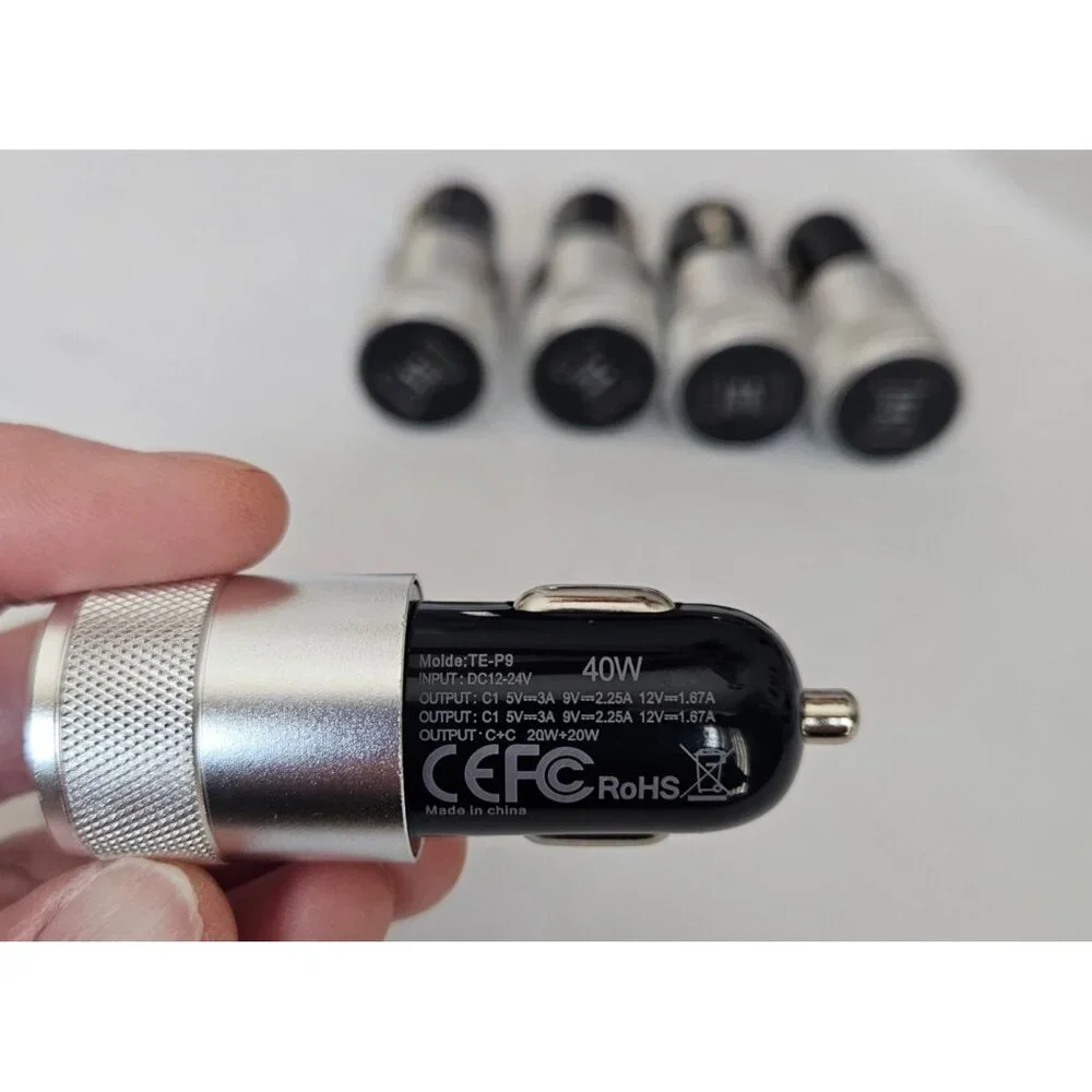 5 Pc 40W Dual PD Car Charger Adapter Fast Charging Type USB C Quick Charger